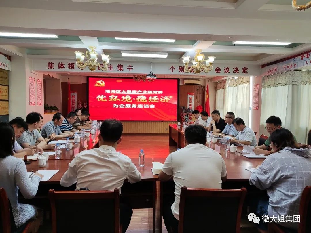 徽大姐集團參加瑤海區(qū)大健康產(chǎn)業(yè)鏈黨委優(yōu)環(huán)境、穩(wěn)經(jīng)濟為企服務(wù)政策解讀座談會